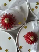 Миниатюра Керамический шар 7 см ребристый красный  5