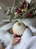 Миниатюра Керамический шар 6 см ребристый белый 2