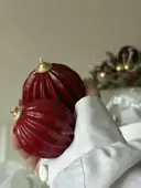 Миниатюра Керамический шар 6 см ребристый красный  3