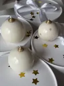 Миниатюра Керамический шар 7 см гладкий белый  3